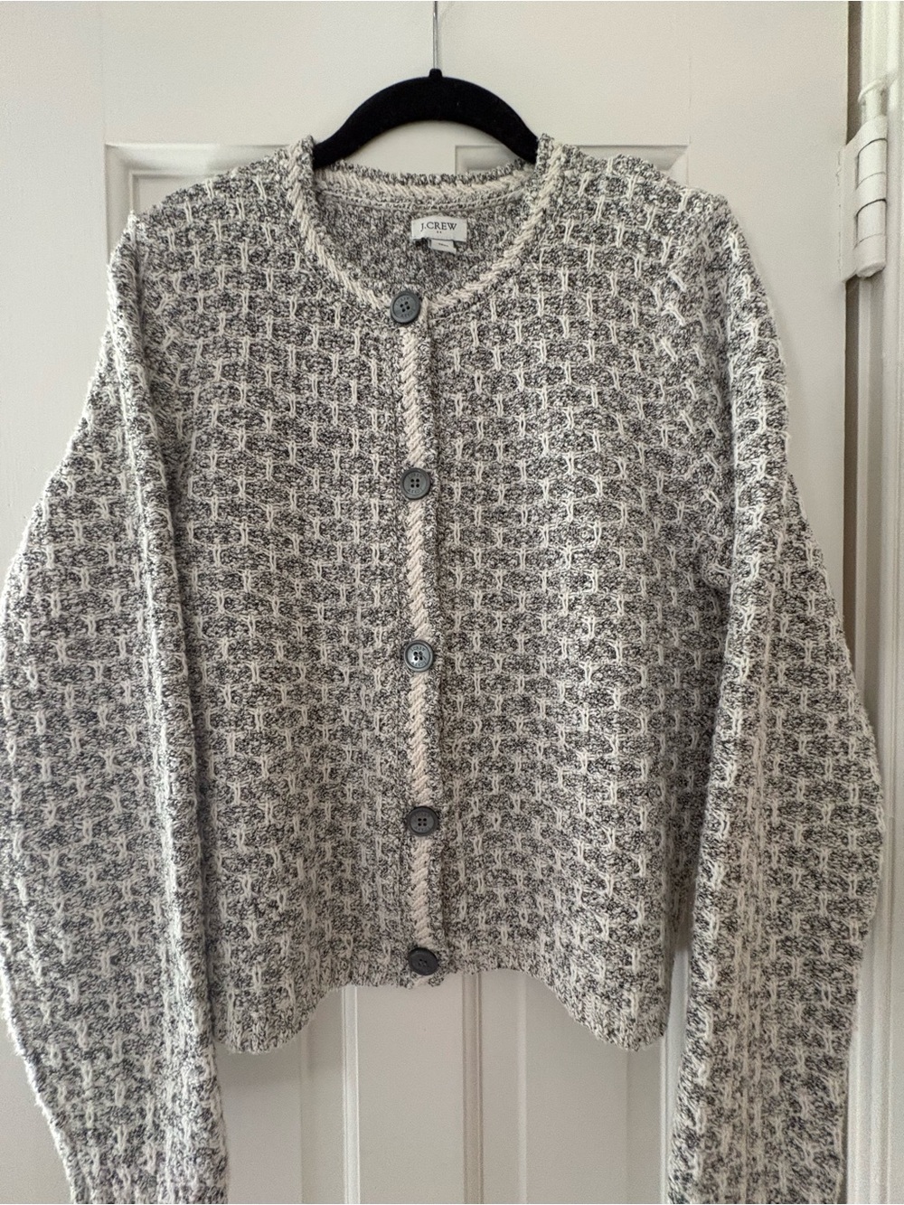 J. Crew Women’s Gray Textured Button-Front Sweater
